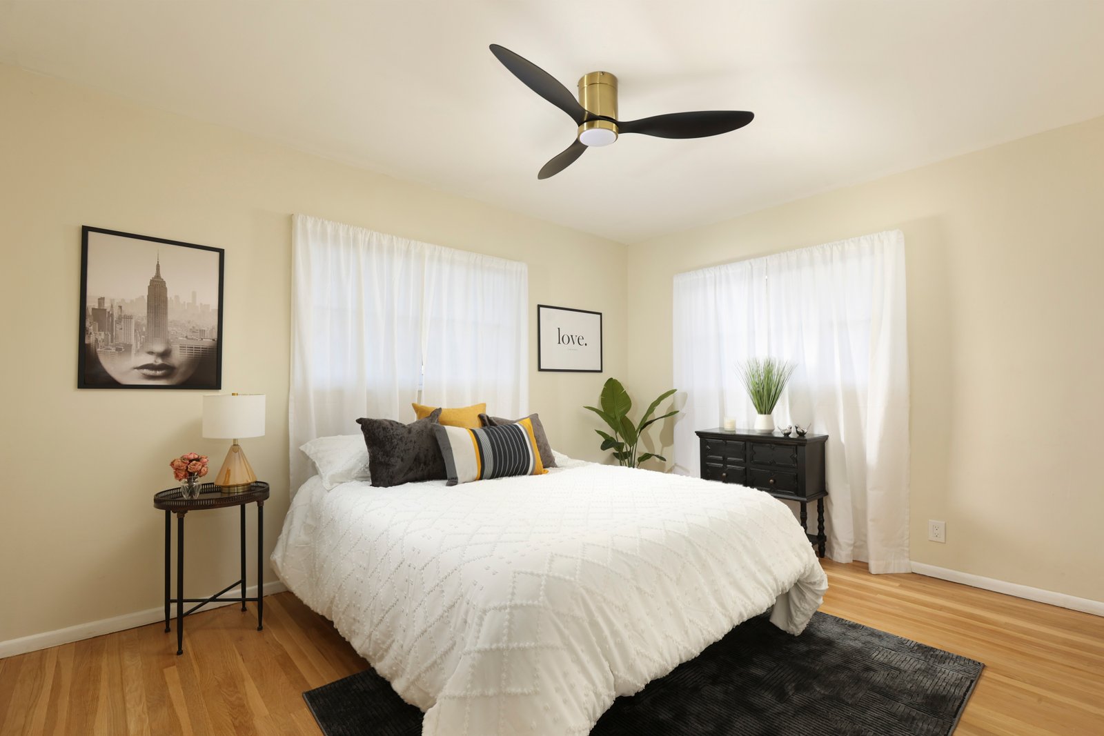 Bedroom after the preparation and staging