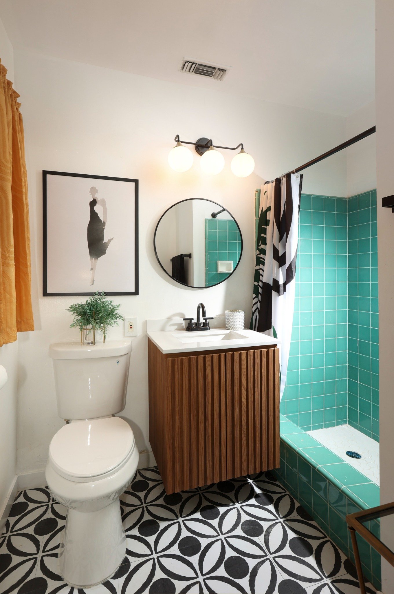 Refreshed mid-century bathroom at 8220 Owens Street